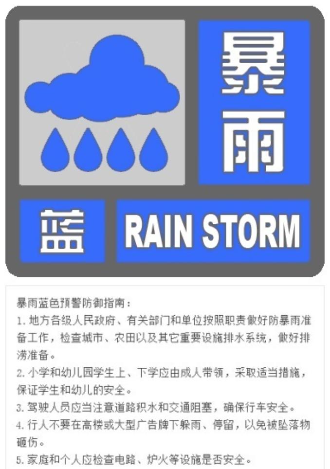 暴雨蓝色预警继续发布：山东东部等地局地有大暴雨