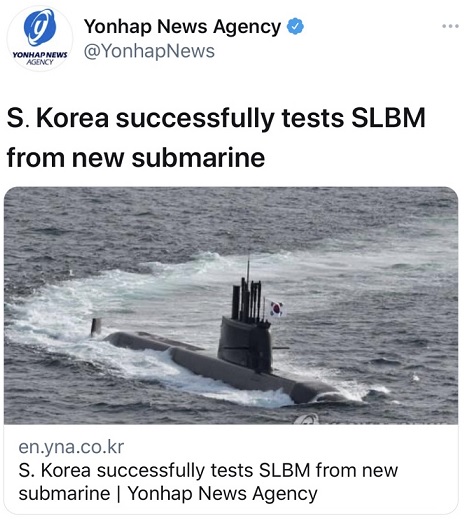 韩媒：韩国潜射导弹水下试射成功，成全球第八国